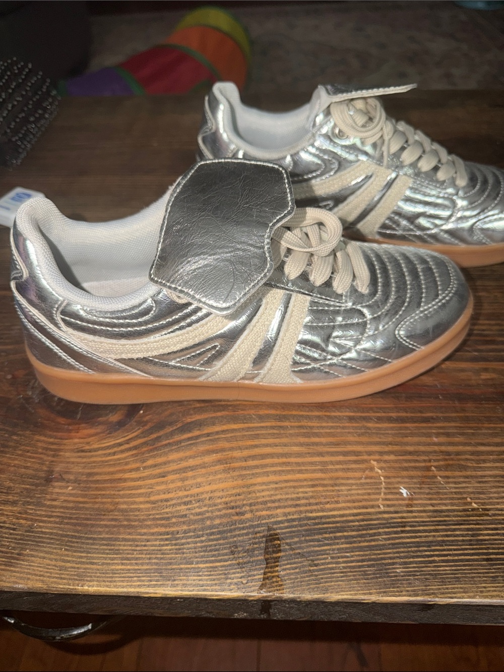 Amazon Metallic Silver Sneakers with Gum Soles - Picture 3 of 4